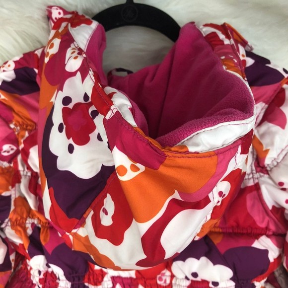 Gymboree Girl sz 7-8 Floral Puffer Coat, Jacket W/Pink Fleece Lining - Picture 7 of 7